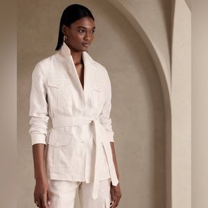 NWOT Banana Republic Heritage Expedition Linen Blazer in Ivory size 16